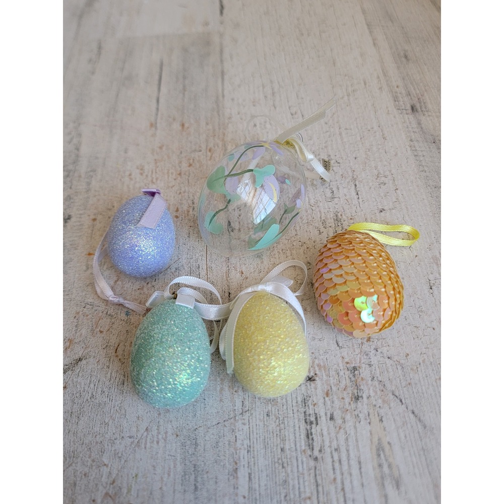 Unique glitter egg set mini ornament flower sequin spring unique home decor